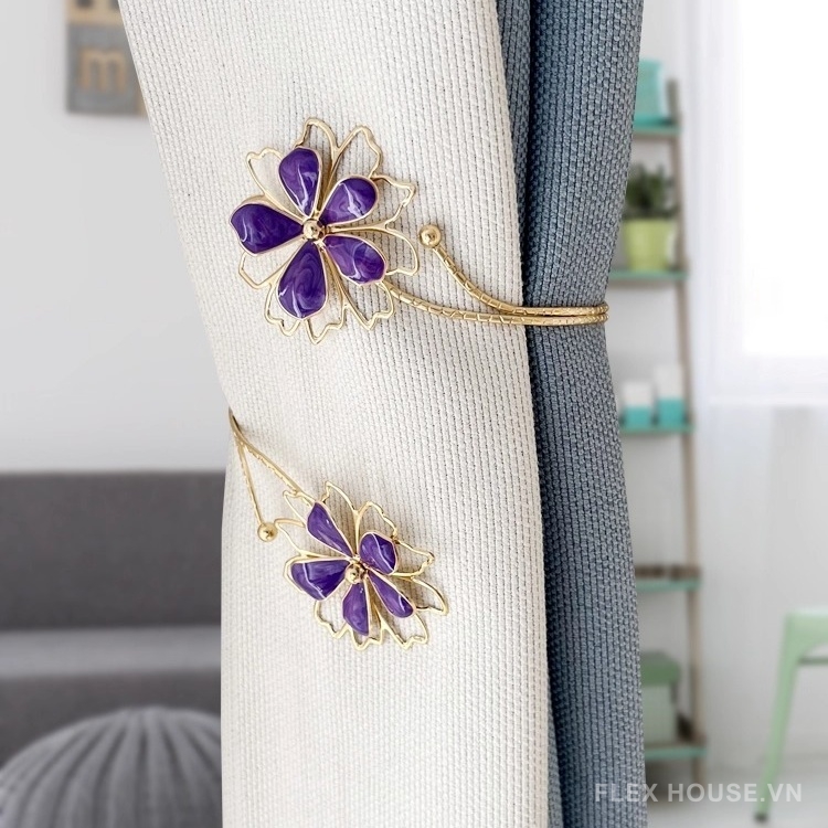 Dây kim loại buộc rèm đính hoa trang trí FSH460 14