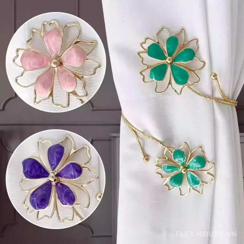 Dây kim loại buộc rèm đính hoa trang trí FSH460