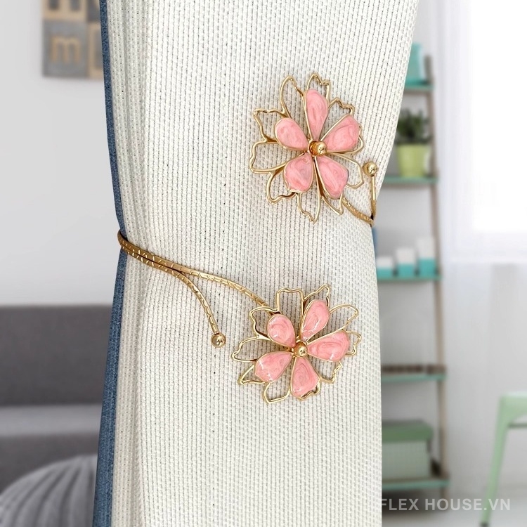 Dây kim loại buộc rèm đính hoa trang trí FSH460 12