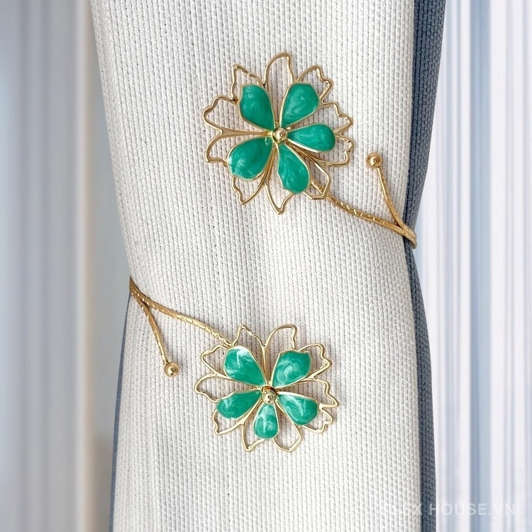 Dây kim loại buộc rèm đính hoa trang trí FSH460 8