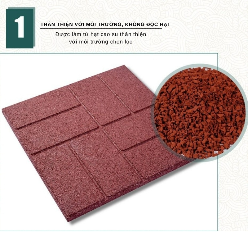 Gạch cao su ngoài trời chống cháy giảm xóc GV3665