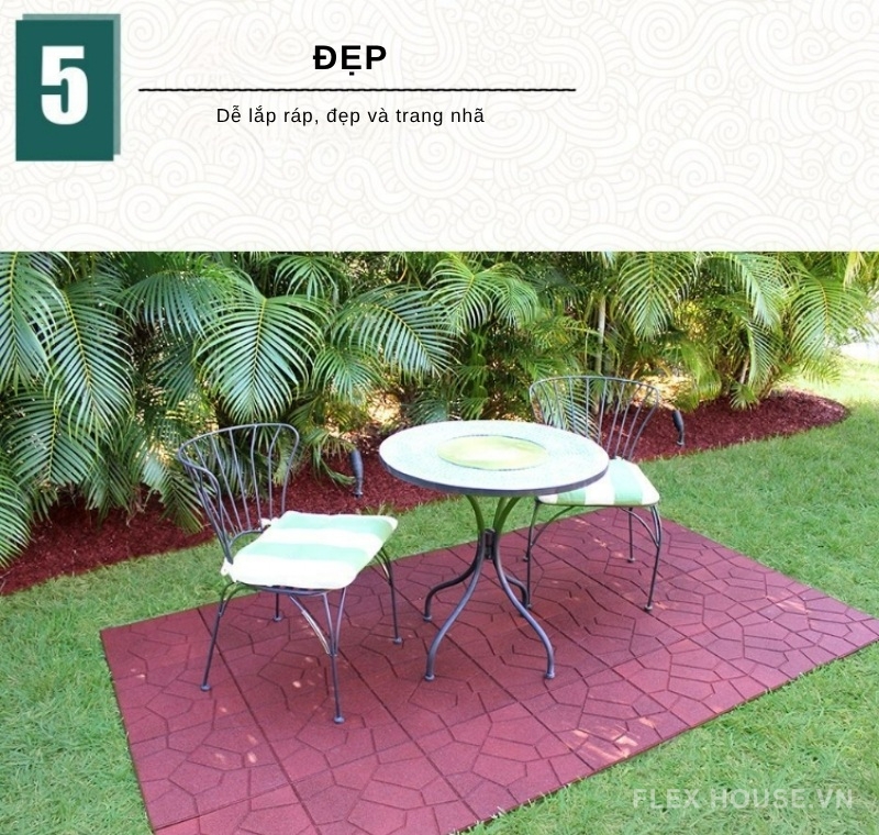 Gạch cao su ngoài trời chống cháy giảm xóc GV3665