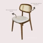 Ghế ăn gỗ đệm da lưng mây đan nhân tạo LFDG123
