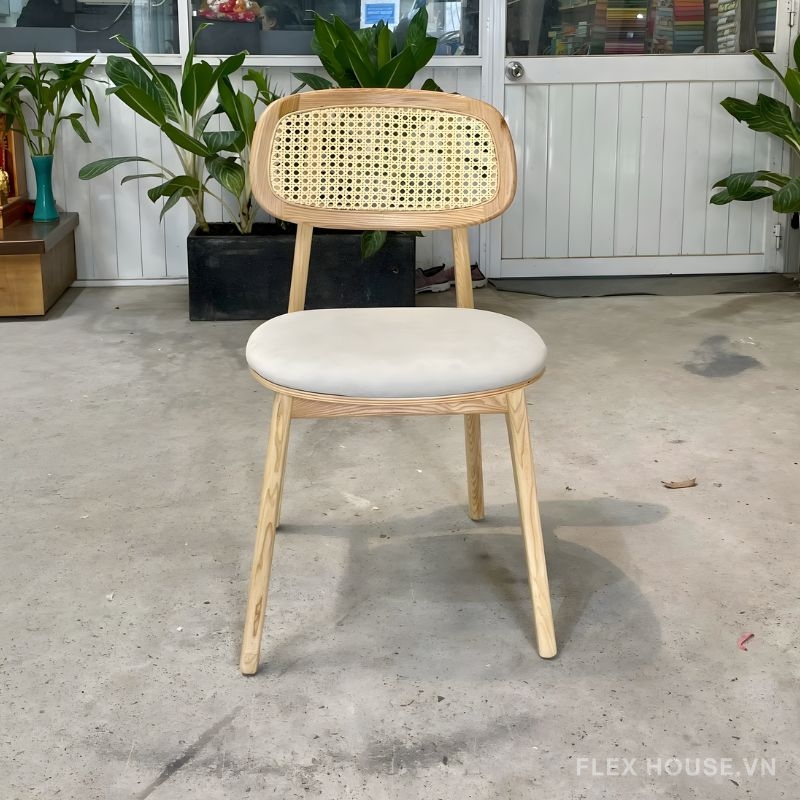 Ghế ăn gỗ đệm da lưng mây đan nhân tạo LFDG123 7 Ghế ăn gỗ đệm da lưng mây đan nhân tạo LFDG123