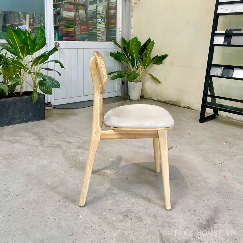 Ghế ăn gỗ đệm da lưng mây đan nhân tạo LFDG123 10 Ghế ăn gỗ đệm da lưng mây đan nhân tạo LFDG123