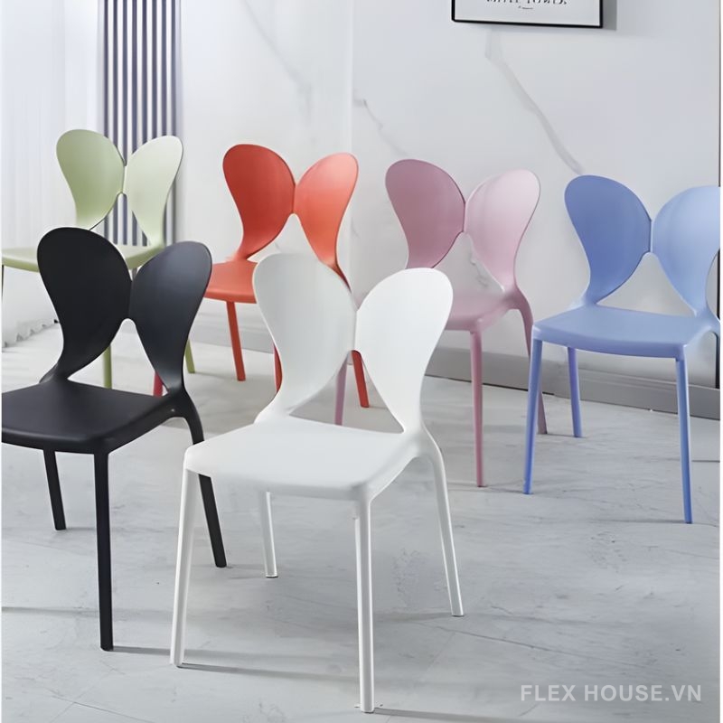 Ghế cà phê lưng nhựa hình cánh bướm DM25011 1 Ghế cà phê lưng nhựa hình cánh bướm DM25011