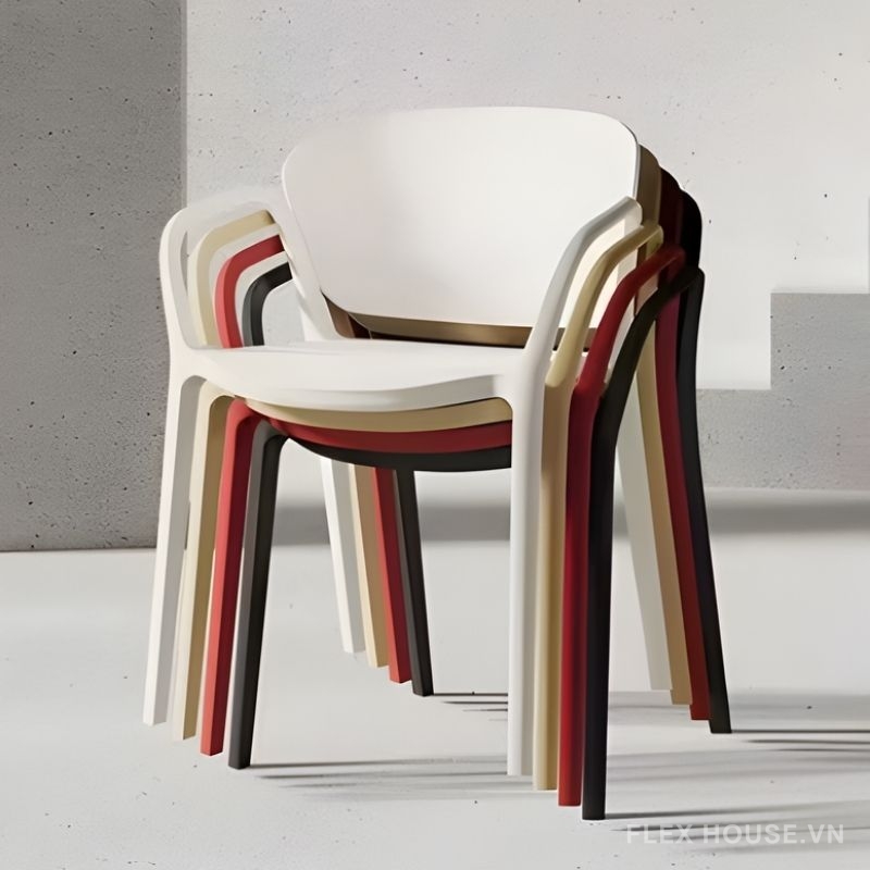 Ghế cà phê tựa lưng nhựa đúc nguyên khối DM25003