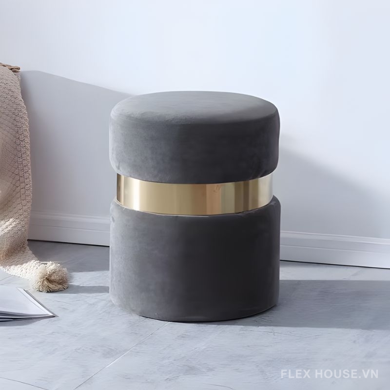 Ghế đôn trang trí Hera vải nhung phòng khách DM24192 6 Ghế đôn trang trí Hera vải nhung phòng khách DM24192