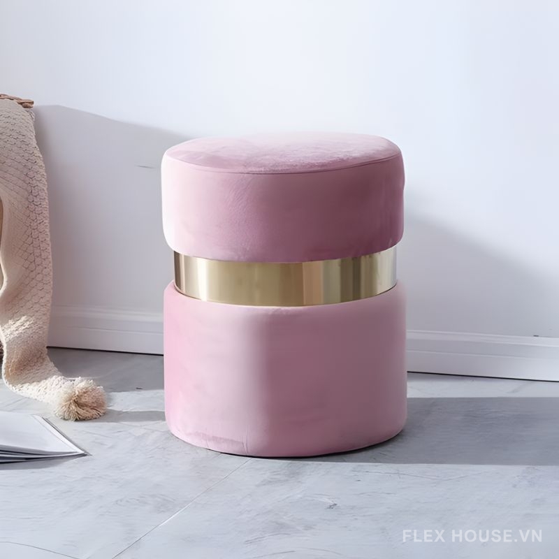 Ghế đôn trang trí Hera vải nhung phòng khách DM24192 4 Ghế đôn trang trí Hera vải nhung phòng khách DM24192