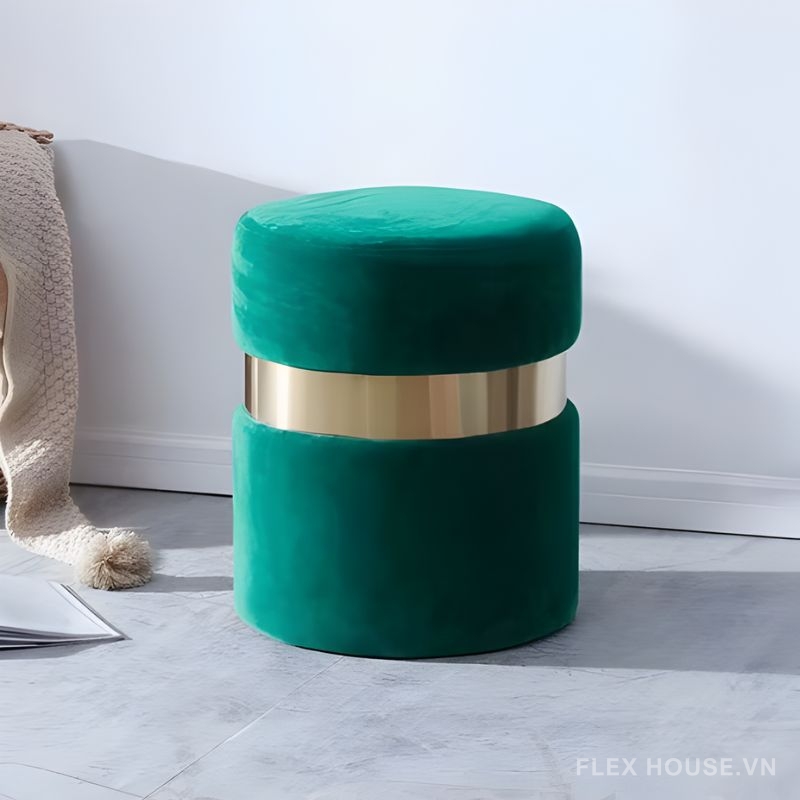 Ghế đôn trang trí Hera vải nhung phòng khách DM24192 3 Ghế đôn trang trí Hera vải nhung phòng khách DM24192