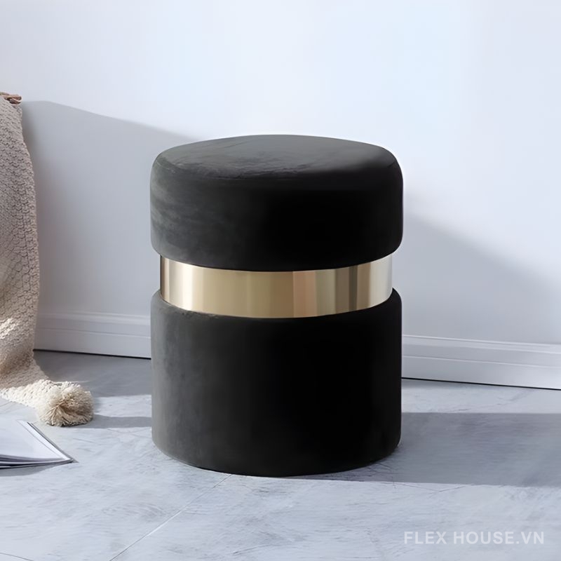 Ghế đôn trang trí Hera vải nhung phòng khách DM24192 2 Ghế đôn trang trí Hera vải nhung phòng khách DM24192