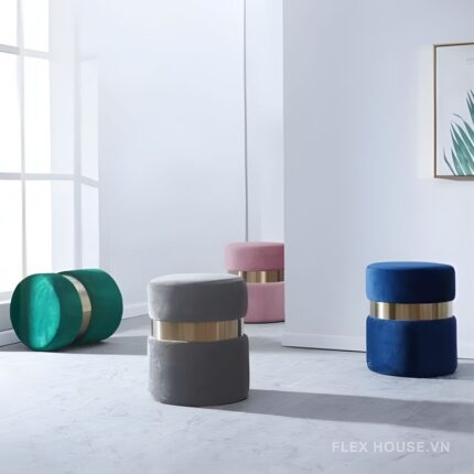 Ghế đôn trang trí Hera vải nhung phòng khách DM24192