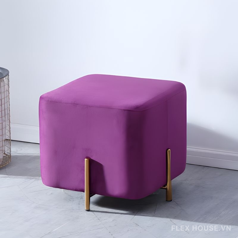 Ghế đôn vuông bọc nhung sang trọng DM24191