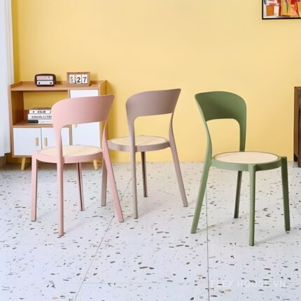 Ghế tựa lưng nhựa đệm mây nhân tạo DM24016