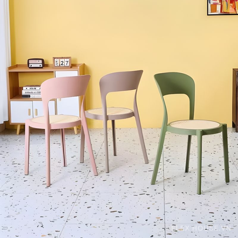 Ghế tựa lưng nhựa đệm mây nhân tạo DM24016