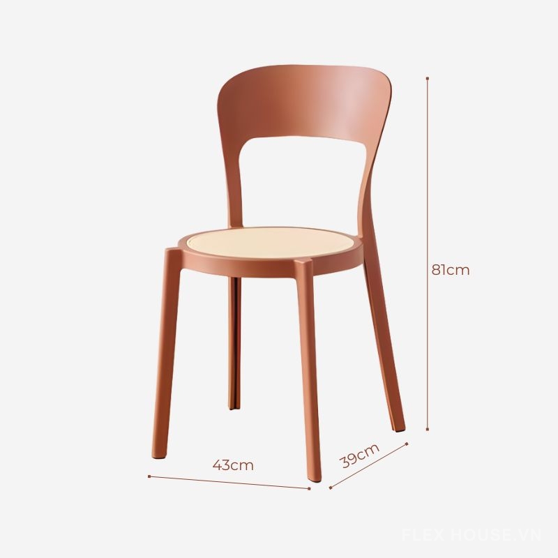 Ghế tựa lưng nhựa đệm mây nhân tạo DM24016