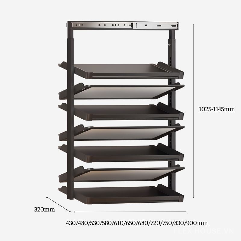 Giá để giày 2 chiều 7 tầng cho tủ có kích thước hẹp YHF2502