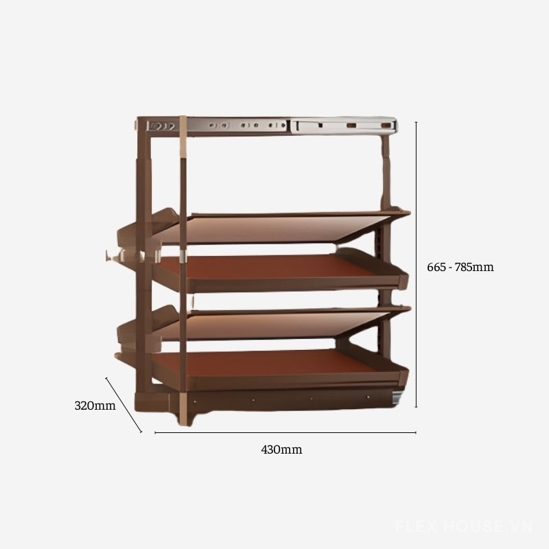 Giá để giày âm tủ 2 chiều gắn cánh 4 tầng YHF2499