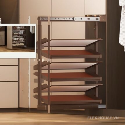Giá để giày âm tủ 2 mặt ray trượt gắn cánh tiện lợi YHF2501
