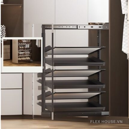 Giá để giày âm tủ 2 mặt ray trượt gắn cánh tiện lợi YHF2501