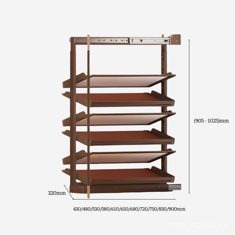 Giá để giày âm tủ 2 mặt ray trượt gắn cánh tiện lợi YHF2501