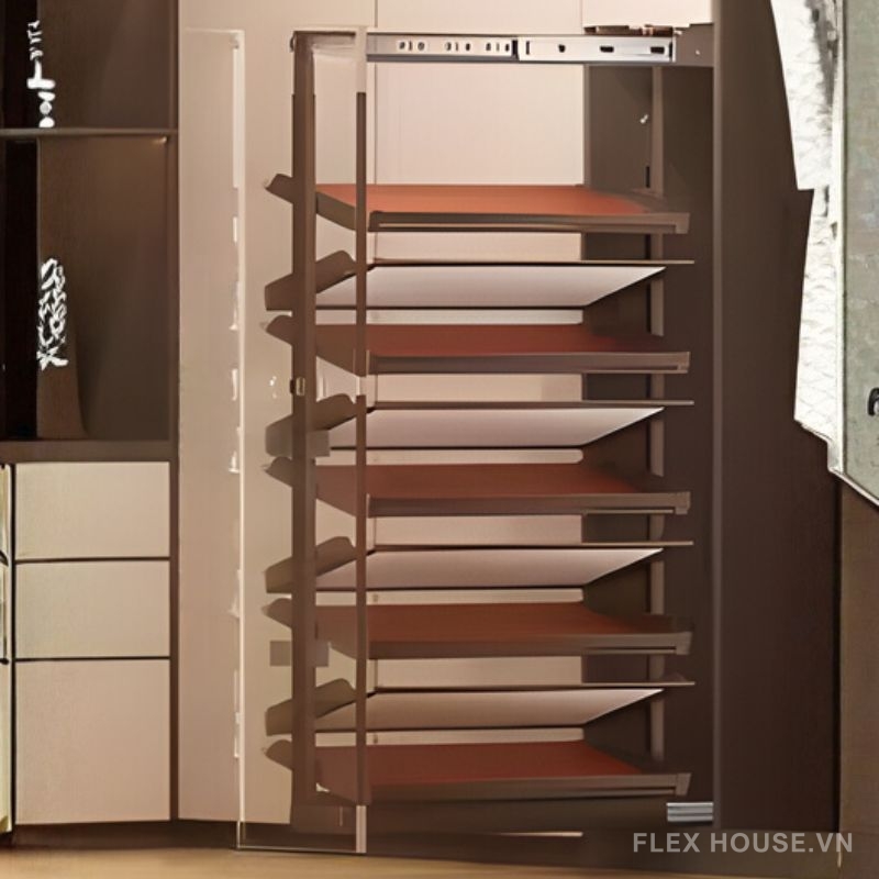 Giá để giày âm tủ độc lập 2 chiều 9 tầng cho tủ YHF2504 