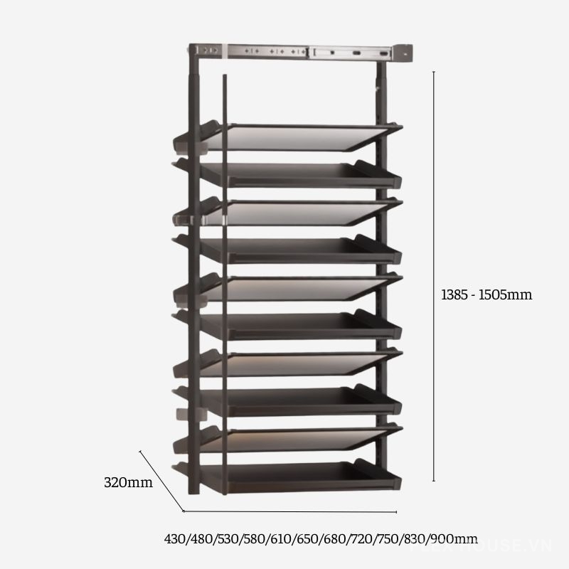 Giá để giày âm tủ gắn cánh điều chỉnh linh hoạt YHF2505