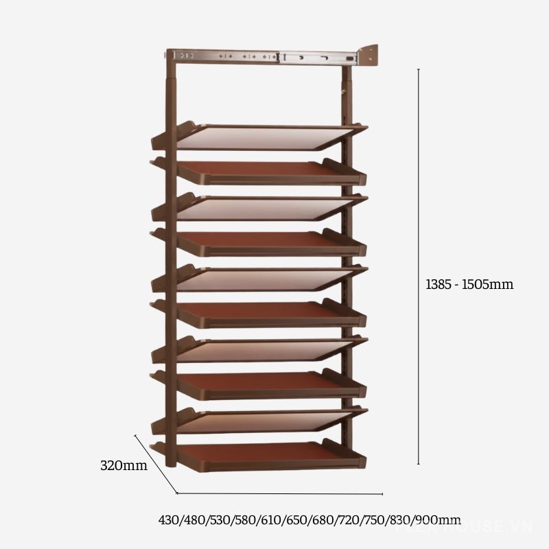 Giá để giày âm tủ gắn cánh điều chỉnh linh hoạt YHF2505