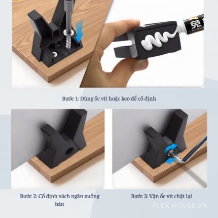 Kẹp vách ngăn bàn làm việc cho vật liệu dày đến 25mm PFH8250