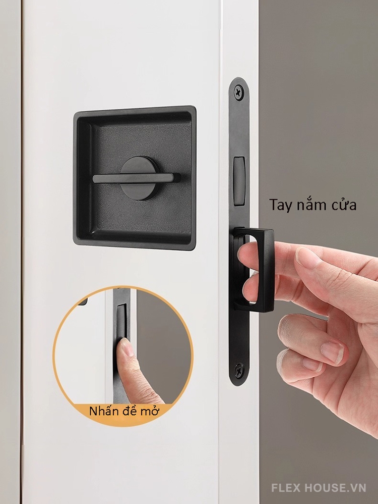 Khóa âm cửa trượt cửa lùa hai mặt hợp kim kẽm YJ4716 10