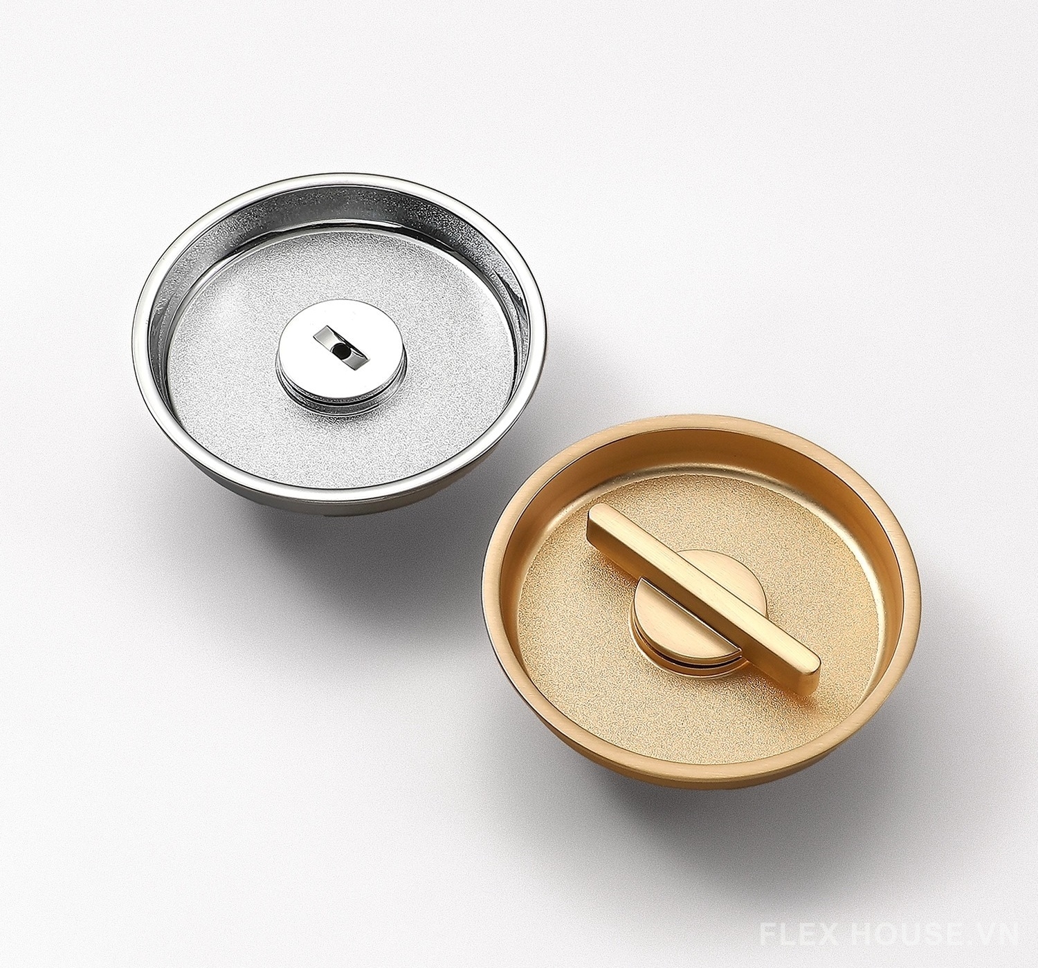 Khóa âm cửa trượt hình tròn hai mặt hợp kim kẽm YJ5493 13