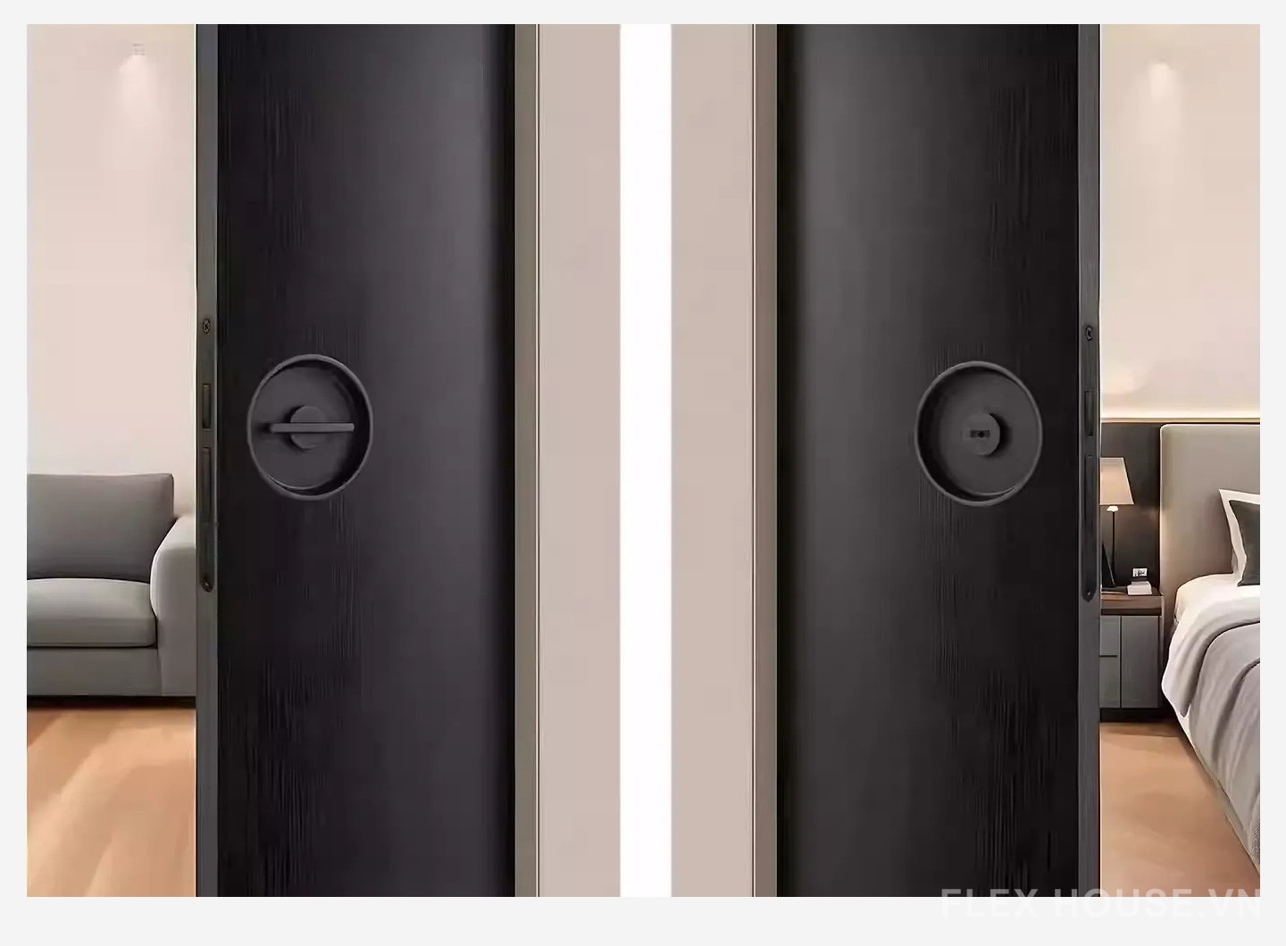 Khóa âm cửa trượt hình tròn hai mặt hợp kim kẽm YJ5493 9