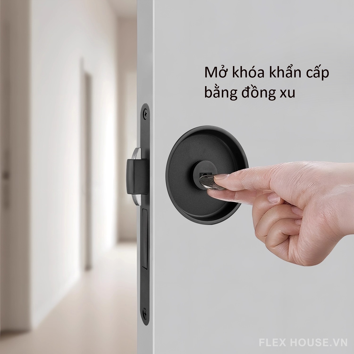 Khóa âm cửa trượt hình tròn hai mặt hợp kim kẽm YJ5493 14