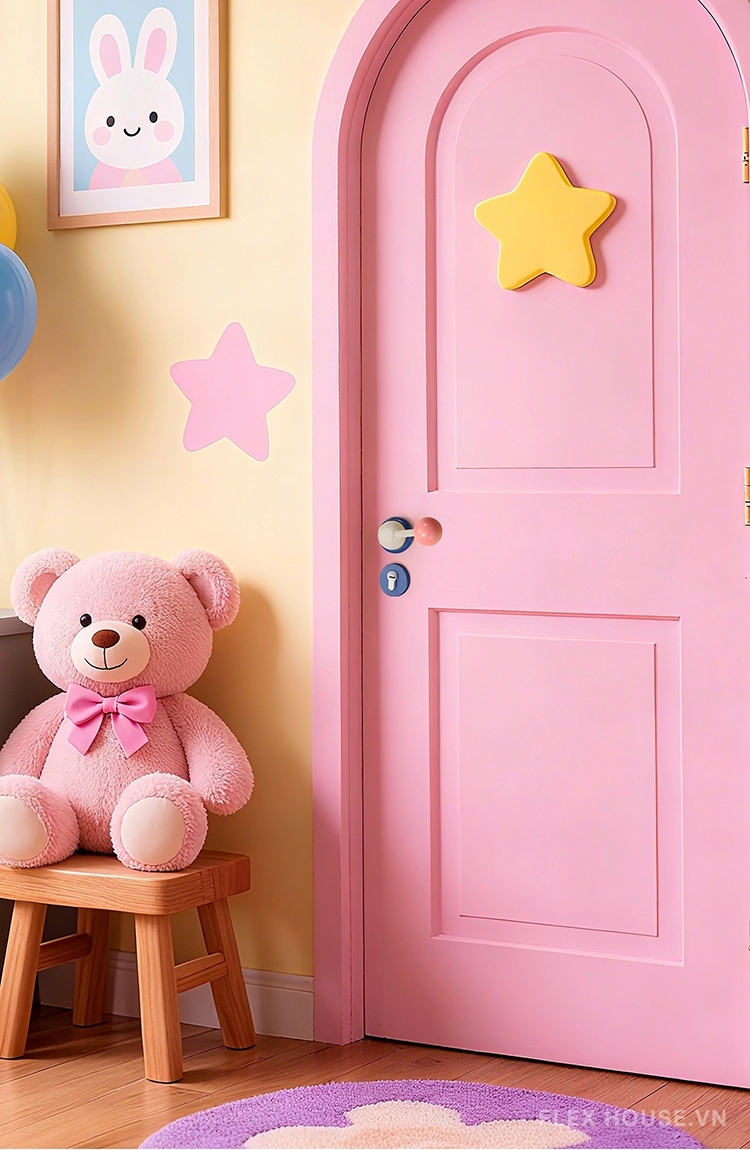 Khóa cửa tay gạt sắc màu decor phòng trẻ em YJ4186 13