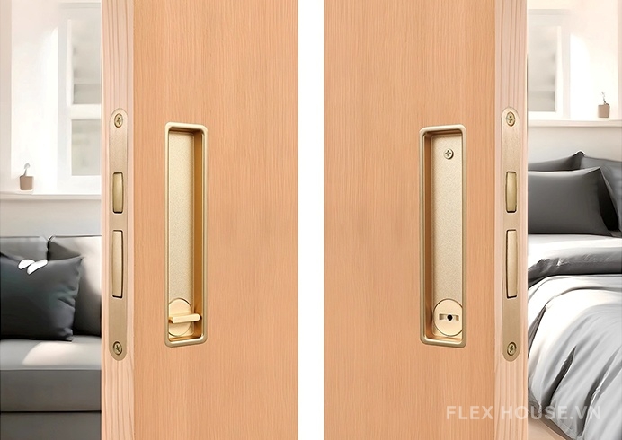 Khóa trượt cửa lùa hai mặt hợp kim kẽm hiện đại YJ035 15