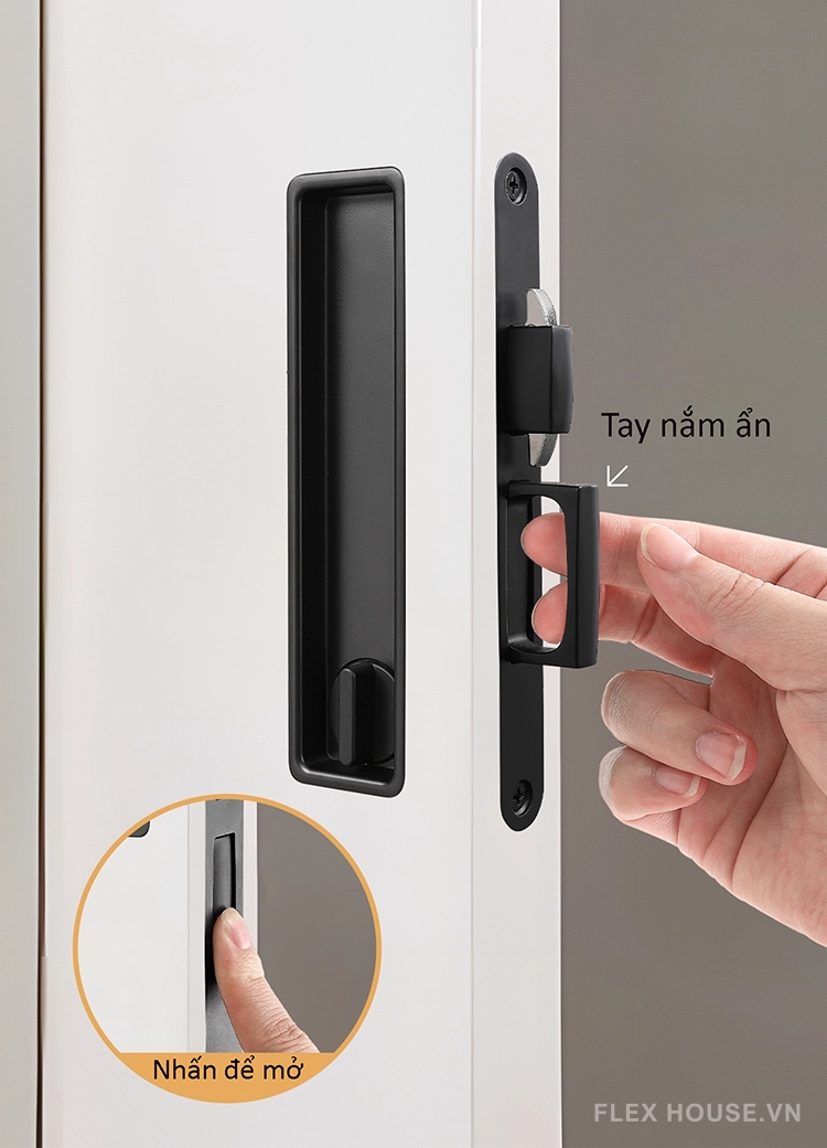 Khóa trượt cửa lùa hai mặt hợp kim kẽm hiện đại YJ035 13