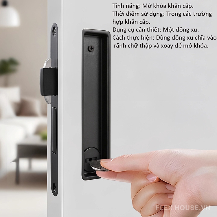 Khóa trượt cửa lùa hai mặt hợp kim kẽm hiện đại YJ035 14