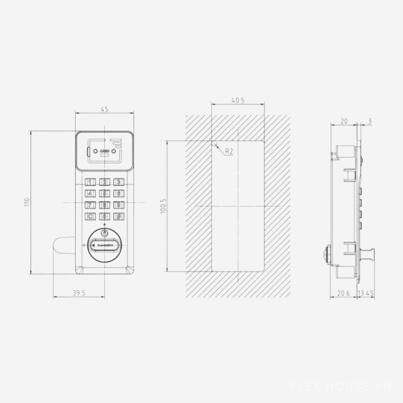 Khóa tủ điện tử mã số và thẻ từ DN-1882S-WMK 10