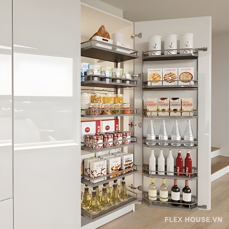 Mẹo Sắp Xếp Tủ Đồ Khô Hiệu Quả Tối Ưu Không Gian Bếp