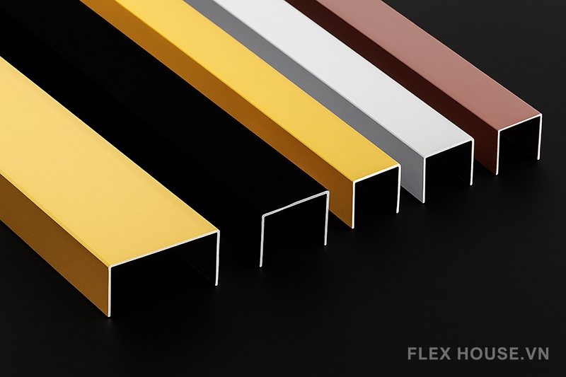 Nẹp trang trí chữ U hợp kim nhôm bóng gương HB-GG 9