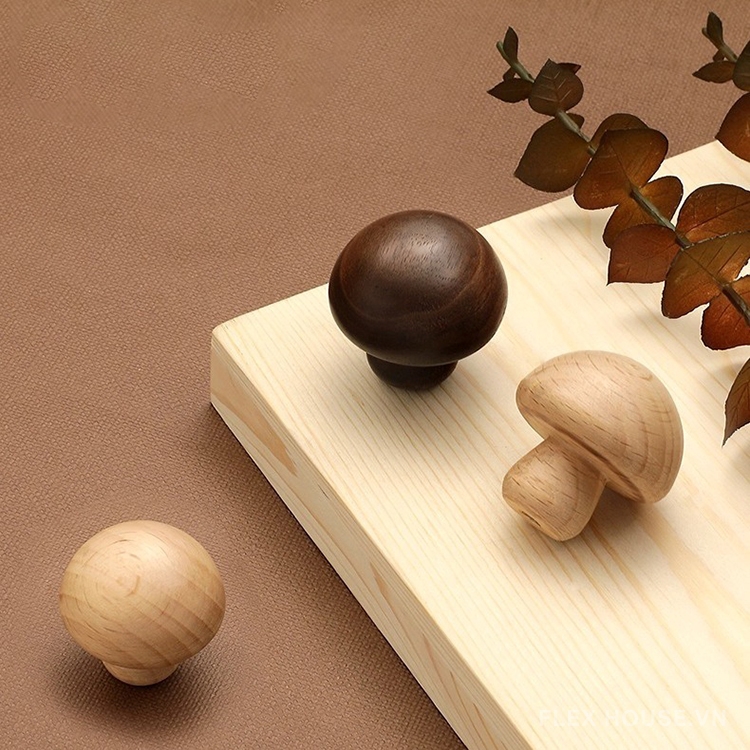 Núm tay nắm tủ bằng gỗ hình nấm YJ912 6