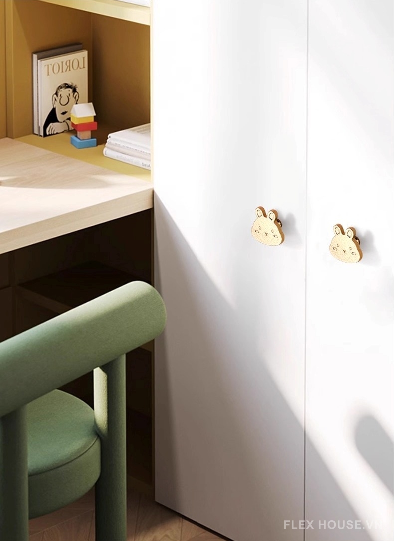 Núm tay nắm tủ đồng hình thỏ đáng yêu YJ0033 9