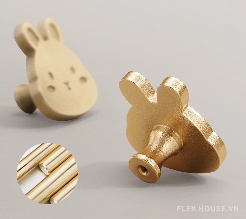 Núm tay nắm tủ đồng hình thỏ đáng yêu YJ0033 12
