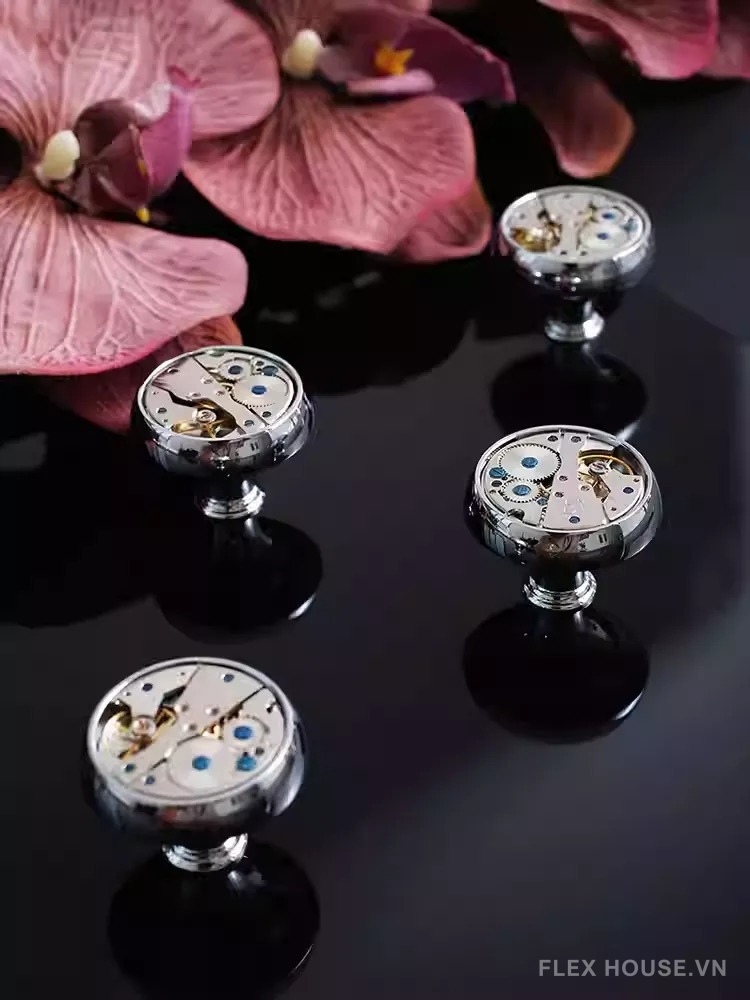 Núm tay nắm tủ đồng mặt máy đồng hồ Retro JYJ608 6