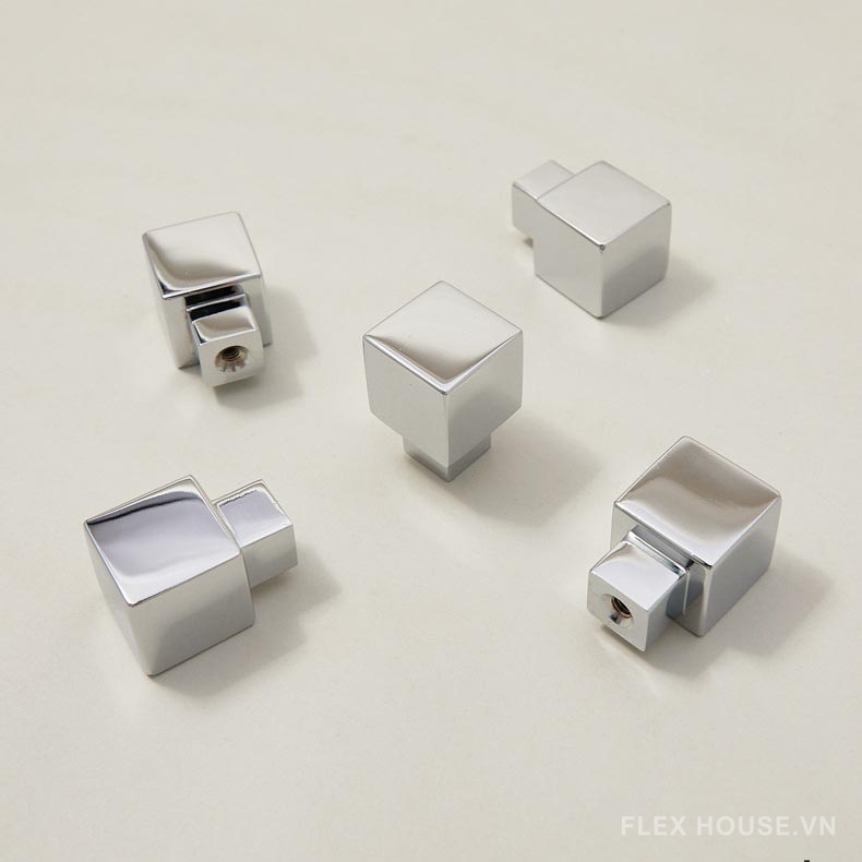 Núm tay nắm tủ khối lập phương màu bạc bằng đồng PALO800 10