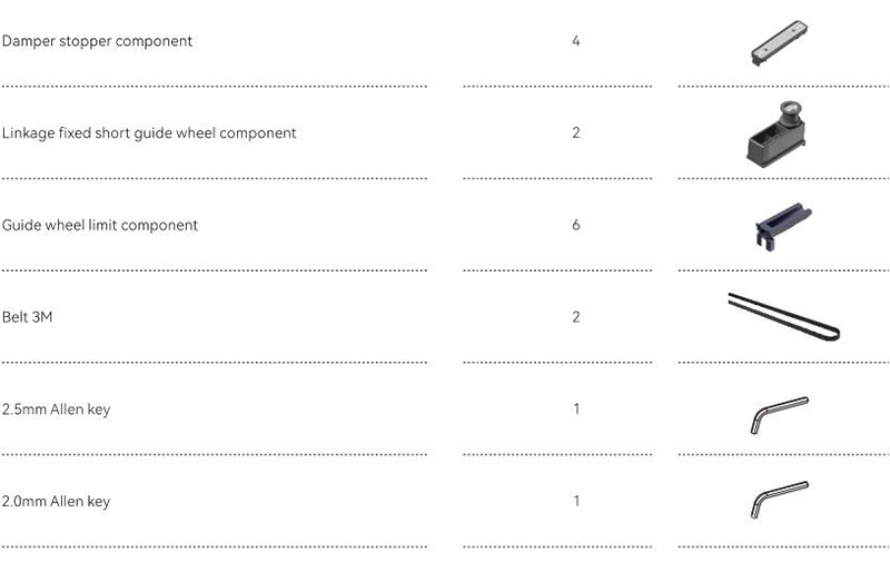 Phụ kiện cửa lùa đồng bộ 4 cánh tự do T930.4D 10