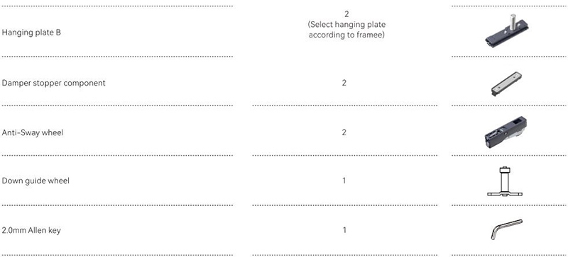 Phụ kiện cửa lùa nhôm kính tải trọng 100kg T930.1D 9