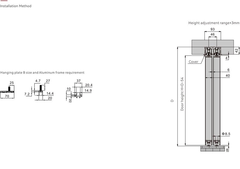 Phụ kiện cửa lùa nhôm kính tải trọng 100kg T930.1D 10
