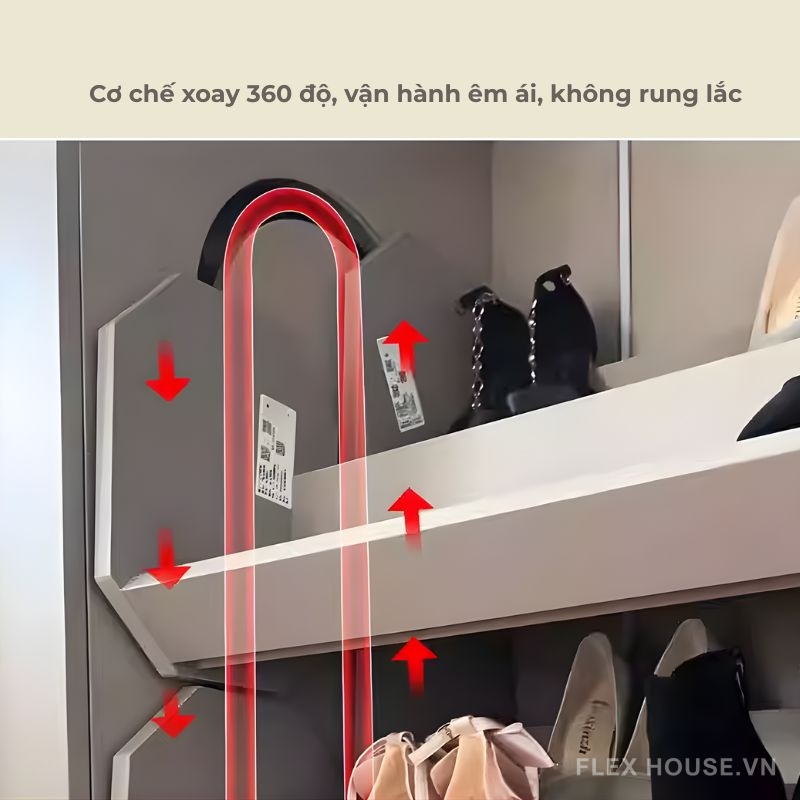 Phụ kiện kệ giày 360 độ nâng hạ điện 10 tầng FJH3914