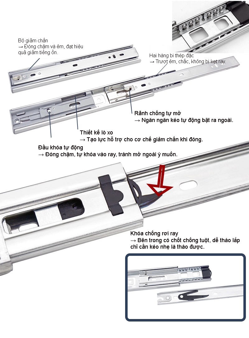 Ray bi giảm chấn 3 tầng bằng thép cán nguội LR5905 13